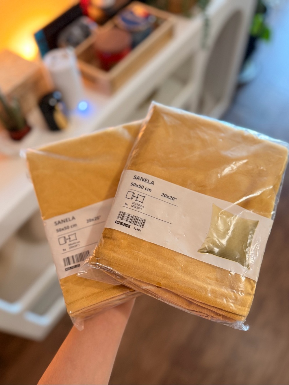 IKEA SANELA Throw Pillow Covers in Mustard Yellow set of 2 -20 x 20 inch
